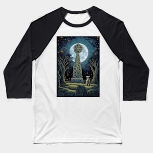 Hare, Pagan Hare, Pagan Art, Moon, Animal, Baseball T-Shirt